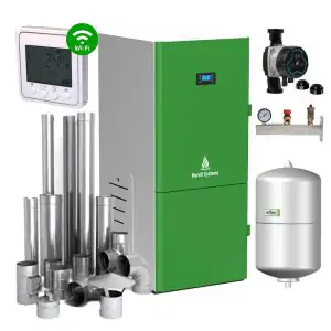 Centrala peleti compacta Mareli Premium RubynoR ECOSTAR SBN 20-35KW- kit evacuare inox , pompa digitala, vas expansiune, termostat WiFi