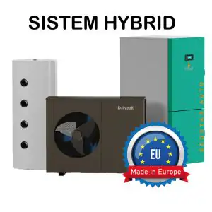 Sistem HYBRID 20/24kW pompa de caldura cu centrala pe peleti Mareli