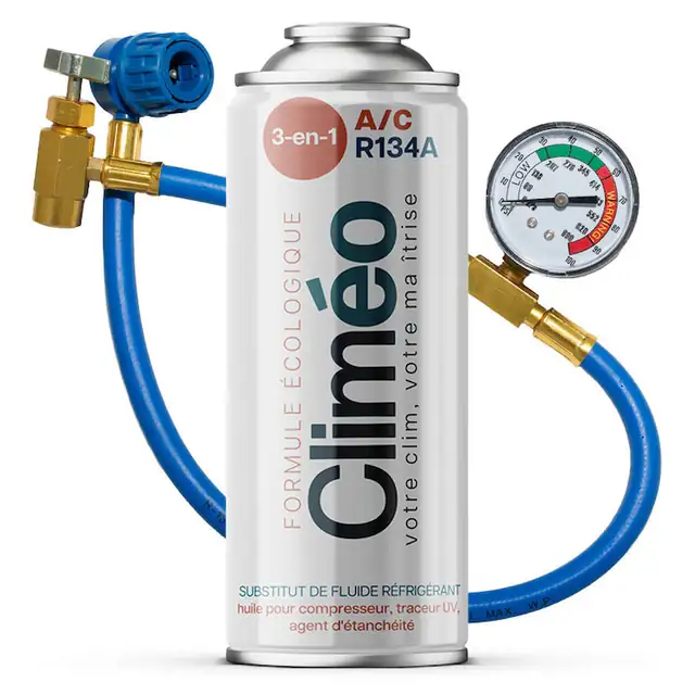 Climeo 3w1 400ml - agent frigorific ecologic, ulei lubrifiant, set cu manometru pentru service auto