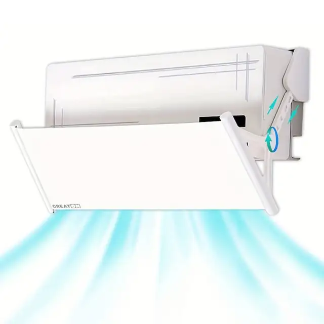Deflector Aer Conditionat Retractabil GREATON, Unghi De Inclinare Reglabil, Protectie Curent Aer, Instalare Usoara, Lungime Ajustabila 10-130cm, 4 Nivele, Textil Alb