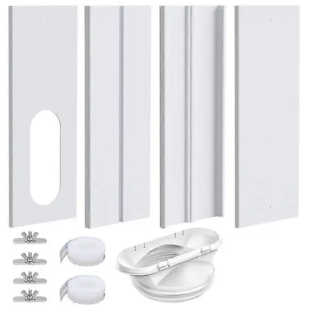 Kit fereastra pentru aer conditionat, 4 placi de etansare, 2 in 1 cuplaj, alb, dimensiuni ajustabile 17x61 inch