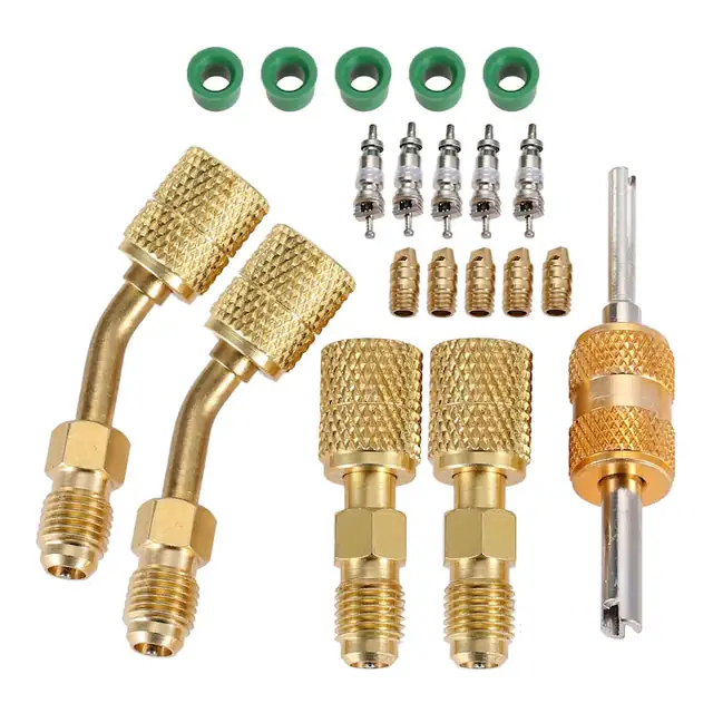 Adaptor instalare ventile aer conditionat, 20 piese, R22 la R410A, 5/16 inch femela la 1/4 inch mascul, pentru aparate de aer conditionat, OUYLAF
