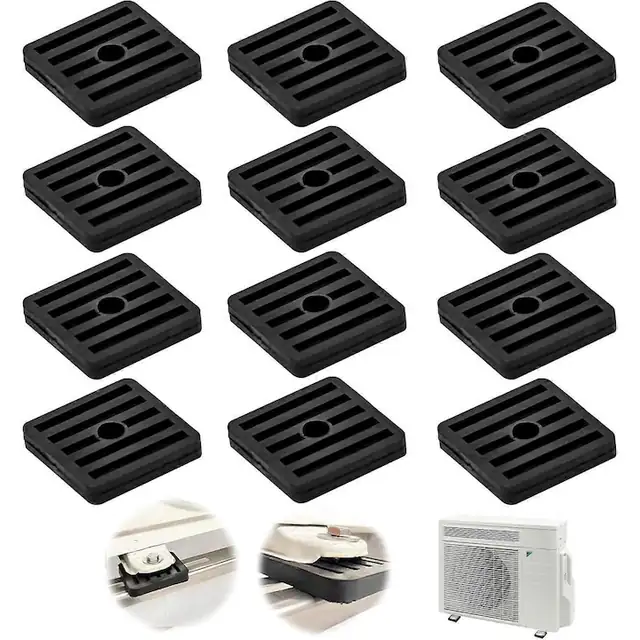 Set 12 Piese Amortizoare Vibratii pentru Aer Conditionat, 4.7x4.7x0.8cm, Cauciuc Antivibratie