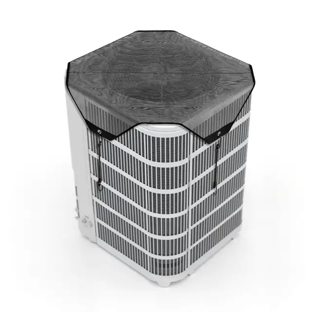 Husa unitate exterioara aer conditionat, Capac superior din plasa, Dimensiune 81 x 81 cm, Universala, Rezistenta la rupere, Montaj usor, Pentru toate anotimpurile, Negru
