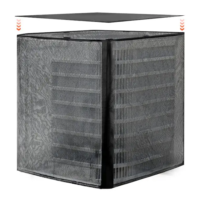 Husă protecție pentru unitate exterioară aer condiționat, Neagră, 914x914x1010 mm, impermeabilă, cu copertină detașabilă