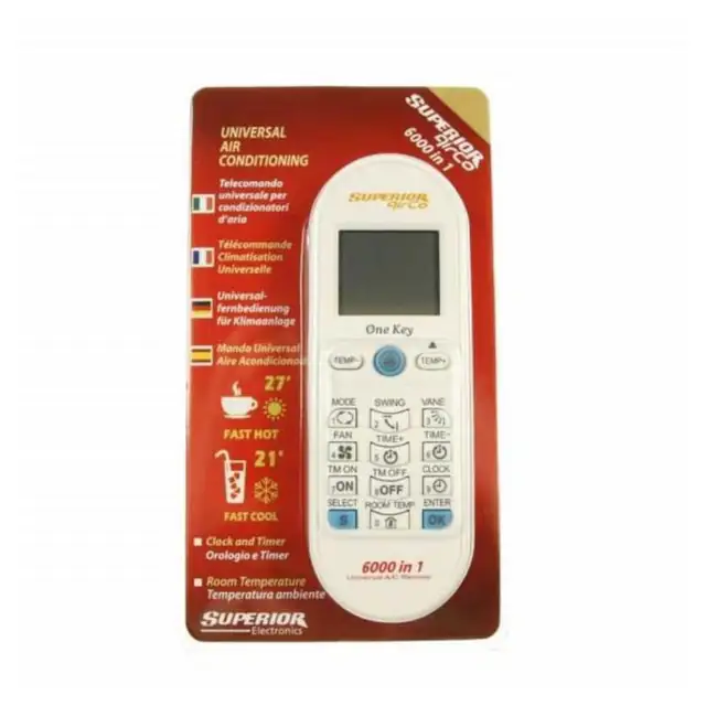 Telecomandă universală Superior AIRCO 6000 IN1 pentru aer condiționat, design ergonomic, ecran LCD iluminat