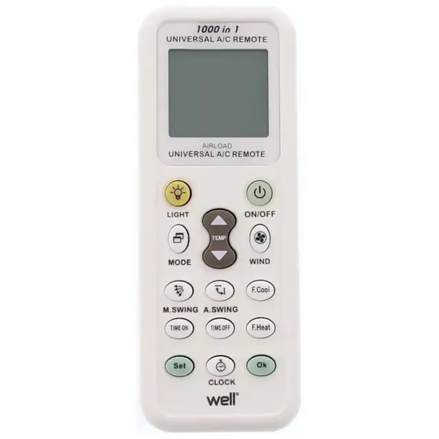 Telecomanda aer conditionat, universala, Well RC-AC-Airload-WL, ecran digital, 1000 modele presetate, timer, alb
