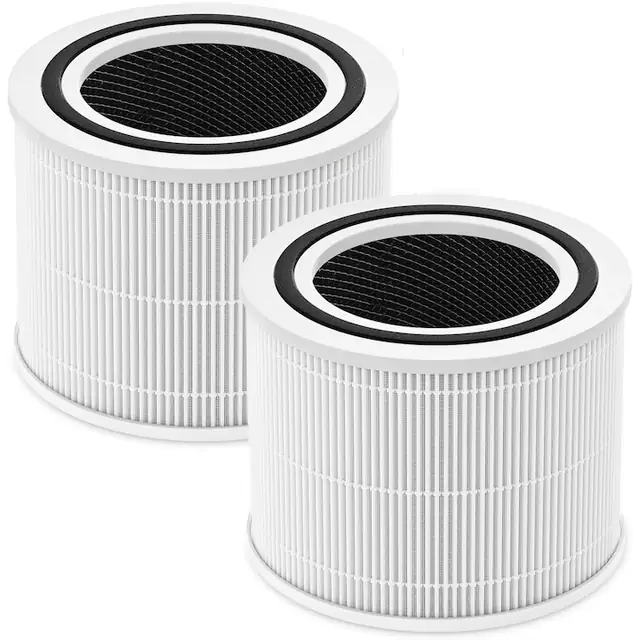 Filtrul de inlocuire in 3 etape al purificatorului de aer Core 300 este compatibil cu filtrul LEVOIT Core 300S Vortex AIR, 3-in-1 carbon activ, 2 pachete, alb