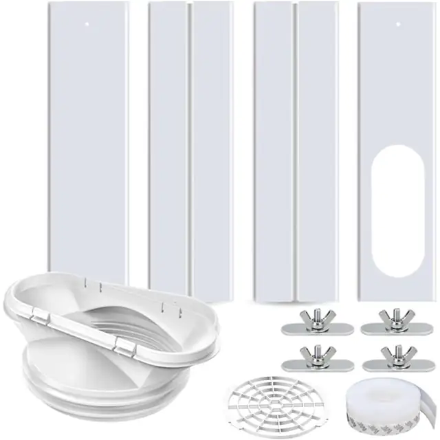 Kit Ventilatie Fereastra A/C Portabil pentru Furtun 5 "1" /5 "9" si Uscator Rufe, cu 4 Placi Reglabile