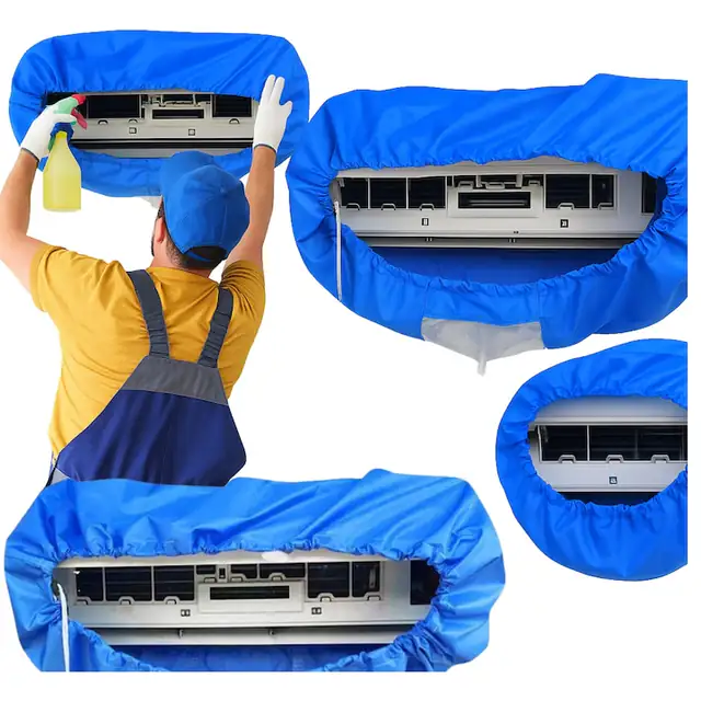 Husa de protectie pentru curatarea si dezinfectarea aparatelor de climatizare, 70-100 cm, albastra, set 1x husa
