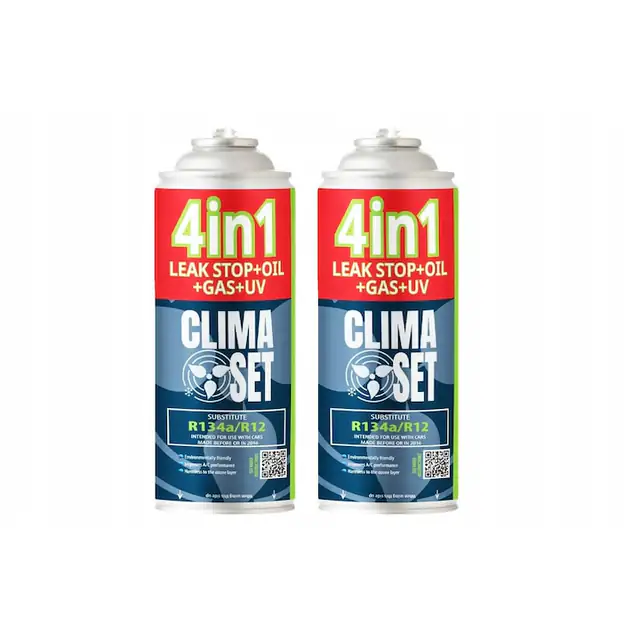 Set 2 recipiente Gaz R134A 626g, ClimaSet, 4 in 1, pentru umplerea aerului conditionat