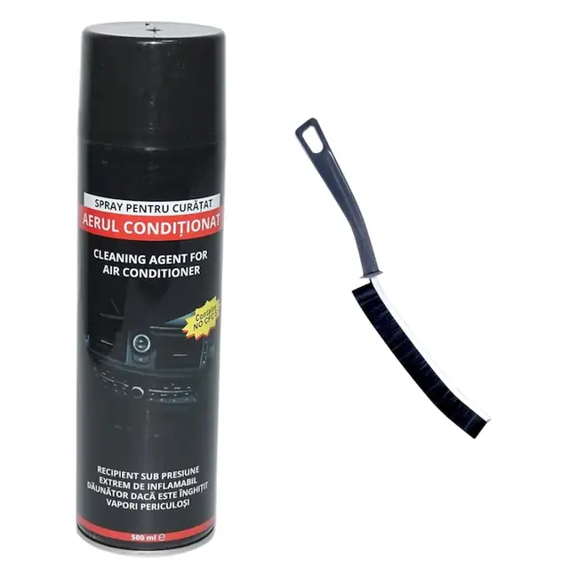 Spray tehnic pentru curatare si dezinfectare aparate aer conditionat, 500 ml, cu perie ingusta 23 cm, pentru spatii mici