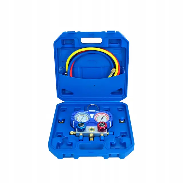 Manometre pentru instalarea aerului conditionat, HMG-2-R32-II, 3x1/4" SAE, 1-55 bar, 1-38 bar, 68mm, 3 furtunuri 90cm