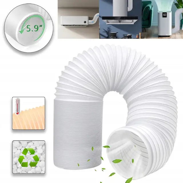 Tub flexibil pentru aer conditionat, 15 cm x 150 cm, alb