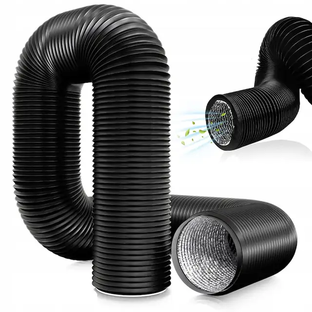 Furtun flexibil de canalizare 5 m, 150mm, rezistent la temperaturi -30°C până la +150°C, negru, pentru aer condiționat