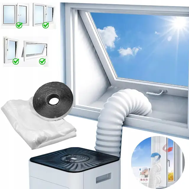 Usa de etansare pentru aer conditionat, 4m, alb, set cu banda adeziva