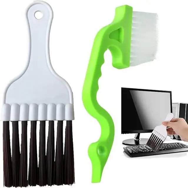 Set de 2 perii pentru curatarea evaporatorului si condensatorului, alb si verde, accesorii pentru aparate de aer conditionat
