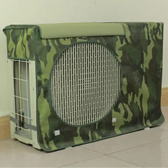 Husa pentru aer conditionat exterior, verde camuflaj, material PVC Oxford, cu curele ajustabile