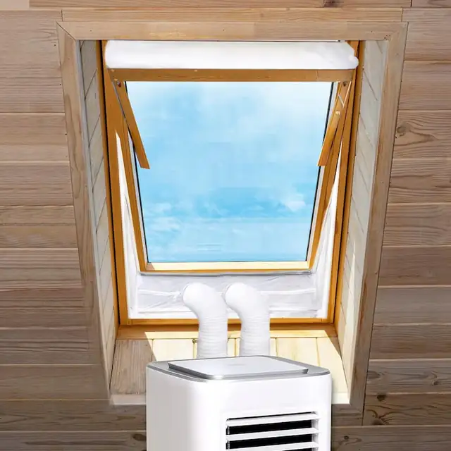 Usa de etansare pentru feronerie de aer conditionat portabil, alb, 450x40cm, set cu banda adeziva