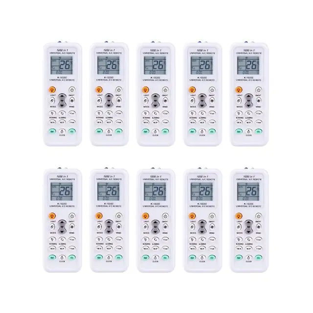 Set 10 telecomenzi universale pentru aer conditionat, LCD, alb, 13,2x5x2cm