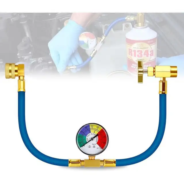 Hose de incarcare R134A pentru aer conditionat auto cu manometru, set de reincarcare gaz R134A, 1/2"