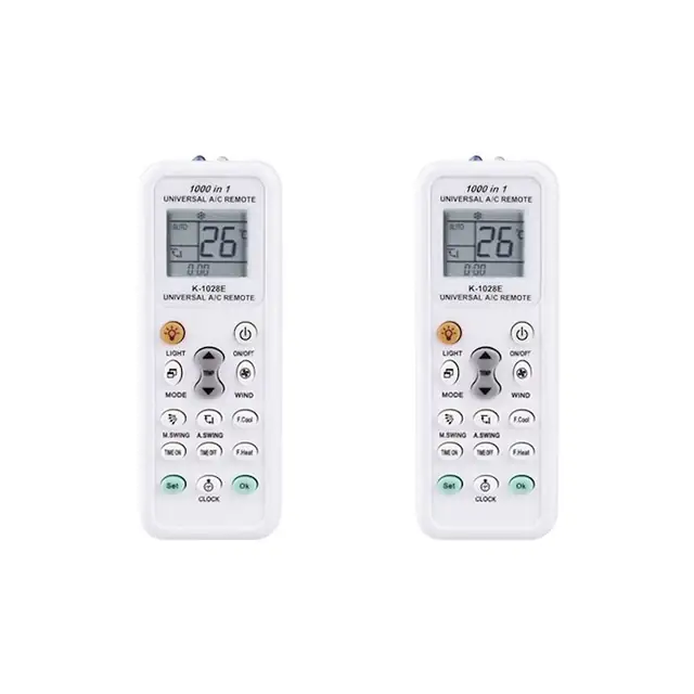 Set 2 telecomenzi universale pentru aer conditionat, LCD, alb, 13,2x5x2cm