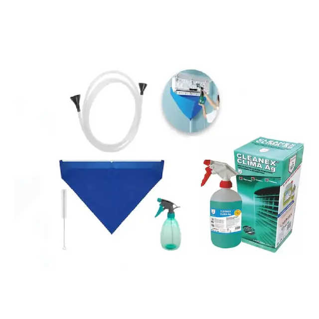 Kit complet pentru curatarea unitatii interne a aerului conditionat cu accesorii incluse si solutie Cleanex Clima pe baza de Argint 1 kg
