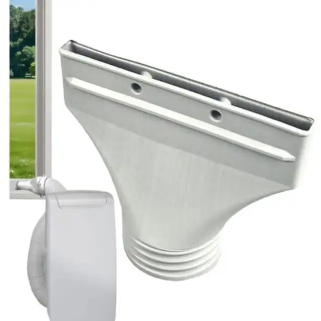 Adaptor furtun evacuare pentru aparat de aer conditionat portabil, conector etans din material de inalta densitate, design plat slim, montaj fara scule, alb