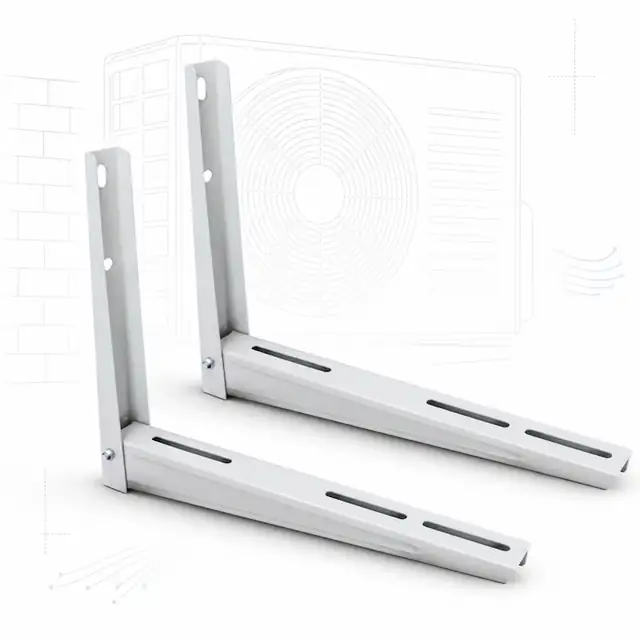 Set 2 suporti metalici rabatabili, rezistenti, pentru unitate exterioara aer conditionat, 9000-12000 BTU, metal tratat rezistent la umiditate, 120 kg, alb