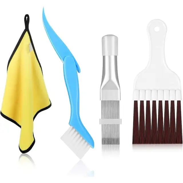 Set curatare aer conditionat 4 piese, perie inox, piepteni, laveta