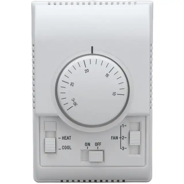 Termostat mecanic pentru aer conditionat central, moduri multiple, alb, 86x86mm