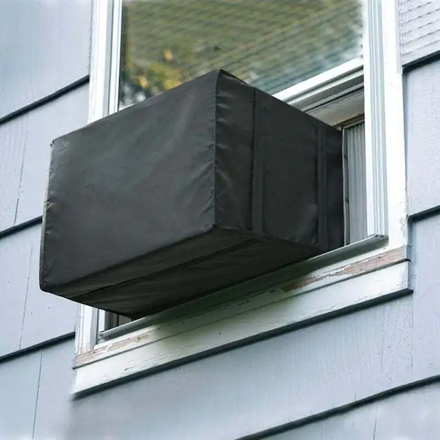 Husa exterioara pentru aparat de aer conditionat de fereastra, neagra, impermeabila, 21x16x15cm