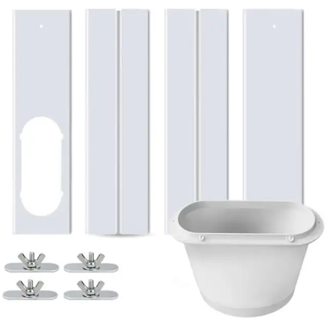 Kit accesorii geam aparat aer conditionat portabil, 1 adaptor sau 4 placi reglabile, alb, universal 15cm