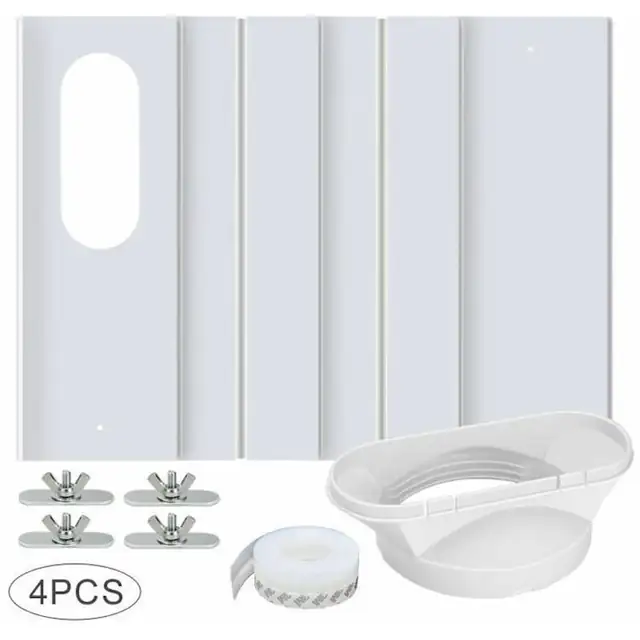 Set 4 placi reglabile pentru montaj aer conditionat, PVC, 43x10cm, 43x15.5cm