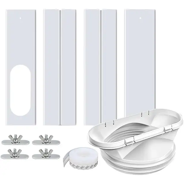 Kit de etansare portabil pentru aer conditionat, format din 4 piese, kit universal portabil pentru fereastra de aer conditionat, 130 si 150 mm, etansare fereastra aer conditionat, etansare usa fereastra aer conditionat pentru ferestre de la 43 la 140 cm