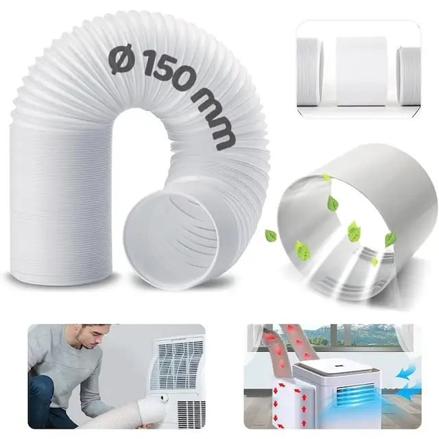 Furtun de evacuare portabil pentru aer conditionat, Kit furtun mobil cu diametrul de 150 mm, Conector universal pentru furtun de evacuare pentru aer conditionat, pentru aer conditionat, Dezumidificator, Uscator de haine