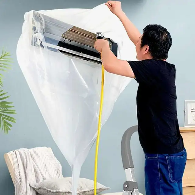 Husa curatare aparat aer conditionat, PVC impermeabil, reutilizabil, marimi M-L, 2.5m furtun