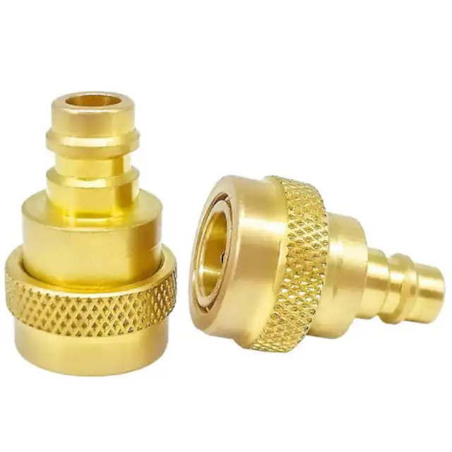 Set 2 adaptoare convertor aer conditionat R134a la R1234yf, alama, auriu, ajustabile