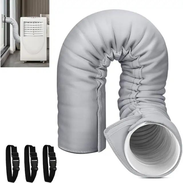 Manson izolare furtun aer conditionat portabil, gri deschis, 150x53cm, elastic