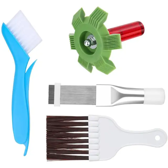 Set 4 perii si piepteni pentru curatare aer conditionat inox albastru 15cm