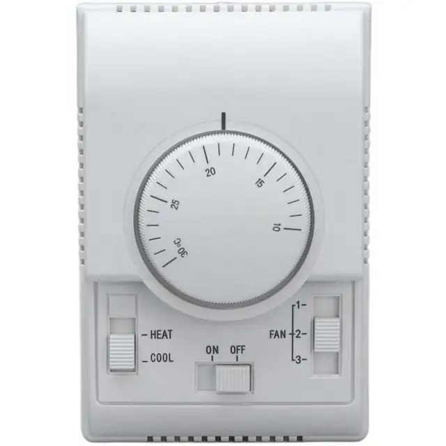 Termostat central aer conditionat, comutator mecanic, alb, 86x86mm