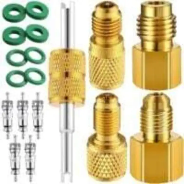 Set adaptoare alama pentru aer conditionat 1/4x1/2 inch cu garnituri si valve