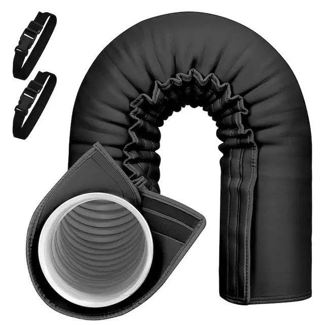 Masca izolatoare pentru furtunul de evacuare al aerului conditionat portabil, 59x21in, 4 curele elastice, negru