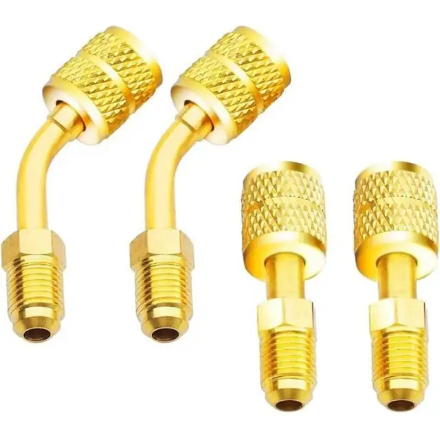 Adaptor furtun aer conditionat set 4 piese, alama, 5/16 SAE x 1/4 SAE, drept si cot