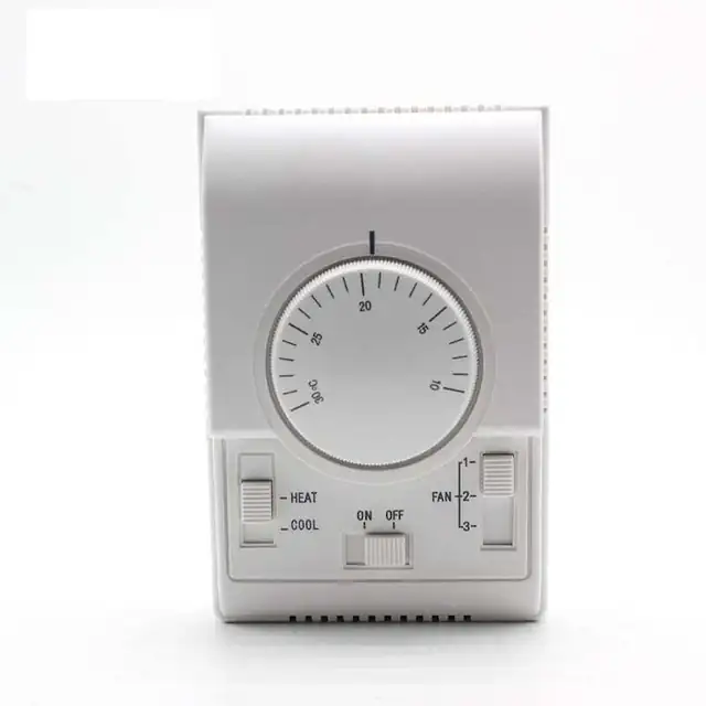 Termostat pentru aer conditionat central, comutator mecanic, 110-220V, montaj incastrat, alb, 86mm