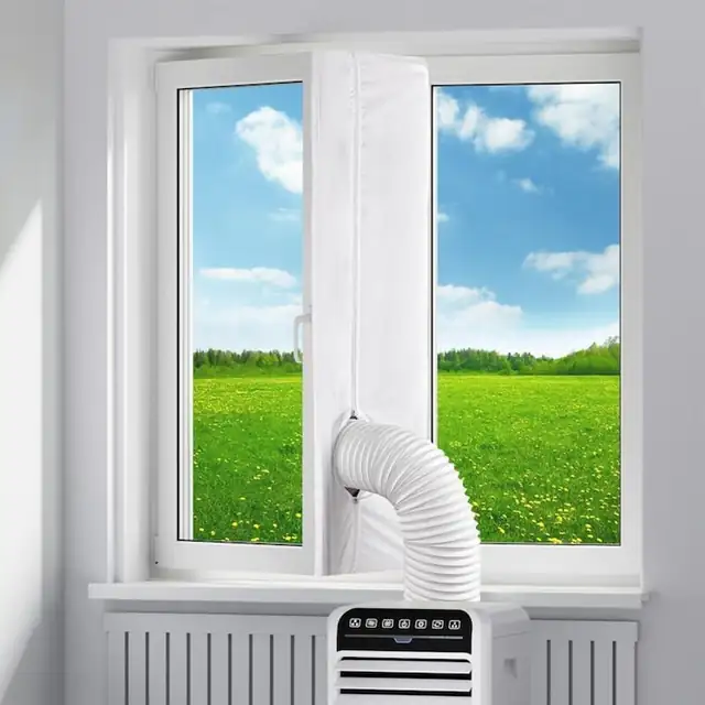 Kit etansare fereastra 400cm pentru aer conditionat portabil, alb, poliester 210D