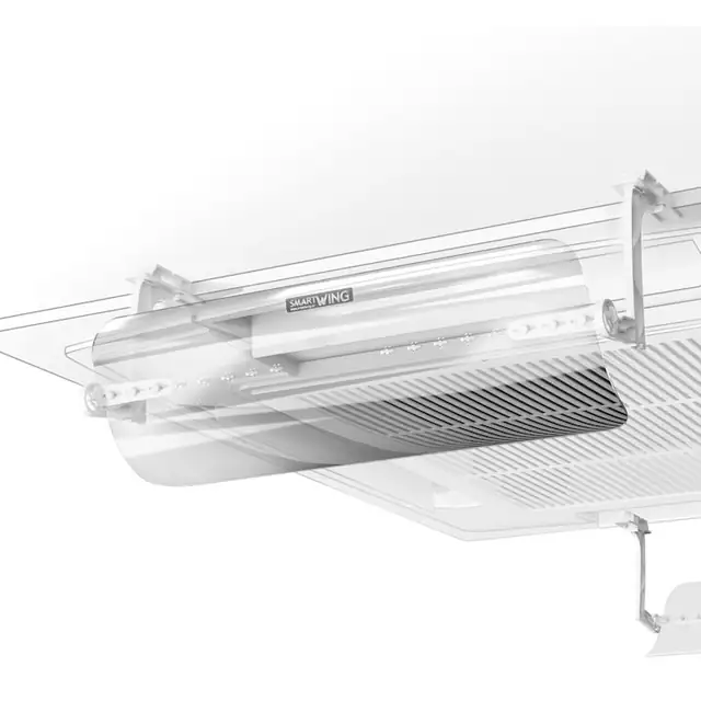 Deflector pentru aer conditionat de tavan (tip caseta) Smart Wing Business, pentru 2 fante de pana la 60 cm, set 2 panouri transparente, rotatie 360°