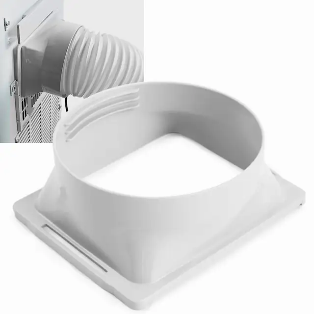 Adaptor furtun evacuare aer conditionat portabil, patrat la rotund, 14.9x17cm, alb