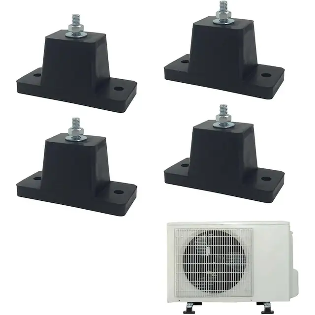 Amortizoare antivibratii din cauciuc, 4 bucati, suporturi din cauciuc pentru aparate de aer conditionat, inaltime de 4 cm, set de patru, potrivite pentru aparate de aer conditionat de interior si exterior (negru)