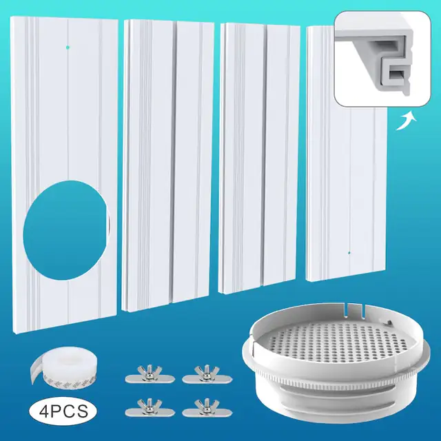 Kit de etansare pentru geamuri pentru aparate de aer conditionat portabile, ferestre glisante si etansare pentru aparate de aer conditionat - Adaptor reglabil pentru furtun de evacuare pentru apartament sau garaj